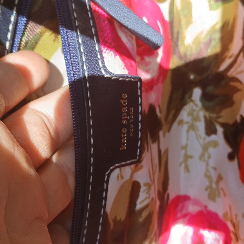 💙 Kate Spade Roslyn Blue Wicker Leather Floral Handbag Satchel Cottagecore - Picture 4 of 11